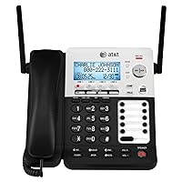 AT&T SynJ SB67158 DECT 6.0 4-Line Corded/Cordless Small Business Phone System with Answering System,Black/silver
