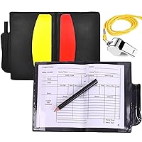 Lamkrtlp Referee Card Set, Sports Referee Kit, Football Red and Yellow Cards Coach Whistle with Wallet Score Sheets Pencil Accessories for Football Soccer Game Sports