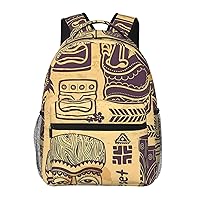 Vintage Aloha Tiki Pattern Printed Lightweight Backpack Travel Laptop Bag Gym Backpack Casual Daypack