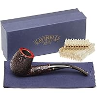 Roma Italian Tobacco Pipe Set With 100 6mm Balsa Filters - Hand Crafted Briar Pipe From Italy, 606 KS