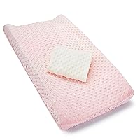 Diaper Changing Pad Covers, 2 Pack, Pink/White – Fits Standard Contoured Changing Pads
