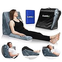 Lunix 3pcs Orthopedic Bed Wedge Pillow Set, Post Surgery Memory Foam for Back, Leg & Knee Pain Relief, Sitting Pillow, Adjustable Pillows for Acid Reflux and GERD for Sleeping, with Hot Cold Pack