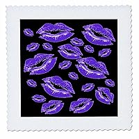 3dRose Cover Me in Kisses Boyish Gothic Purple Lipstick Flirtatious... - Quilt Squares (qs_357212_3)