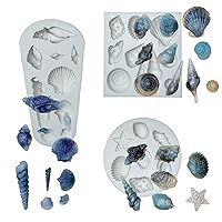 3 Pieces Marine Theme,Seashell Collection,Starfish,Fondant,Sugar Craft,Cake Decorating,Molds, Epoxy Resin Silicone,Baking DIY,Cookie,Craft,Soap,Polymer Clay