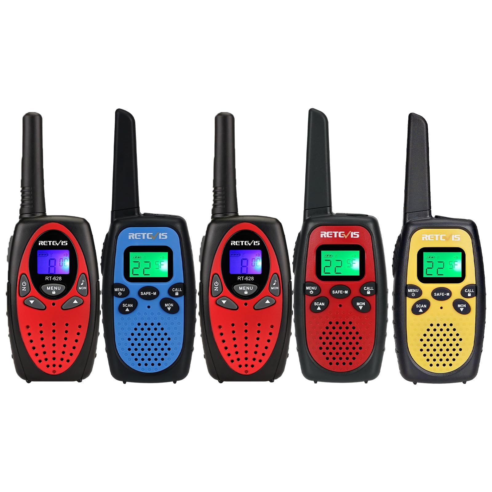 Retevis RT628 Walkie Talkies for Kids,Long Range 2 Way Radio Bundle with RT628S Safe Mode Kids Walkie Talkies for Adult 5-12 Year Old,Children Gift to Outside Adventure(4 Pack)