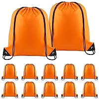 Orange-Color Drawstring Backpack Bulk 12 Pieces Nylon Draw String Sport Bag DIY Drawstring Bags Tote Sackpack Sports Bag for Boys Girls Women Men Gym Sport Trip