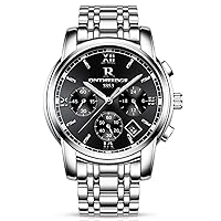 RORIOS Business Watches Analogue Quartz Watch Calendar Stainless Steel Metal Strap Luminous Watch