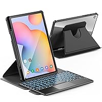 INFILAND Keyboard Case for Galaxy Tab S6 Lite 10.4 Inch 2024/2022/2020 Model (SM-P610/P613/P615/P619), [High Precision Tackpad] with 360 Degree Rotating Stand & Detachable Keyboard, Black
