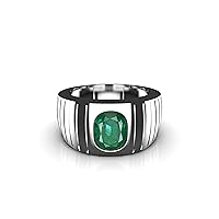 Cushion Natural Emerald Men's Engagement Ring For Women And Girls/Men's Gift Ring/Emerald Men's Ring