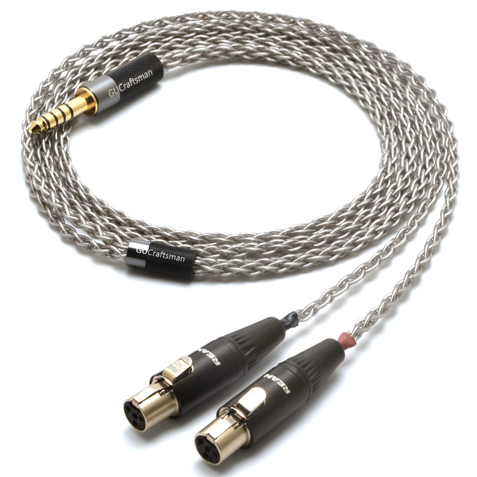 GUCraftsman 6N Single Crystal Silver Upgrade Headphones Cable 4Pin XLR/2.5mm/4.4mm Balanec Headphone Upgrade Cables for AUDEZE LCX-X LCD-XC LCD2 LC...