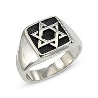 Star of David Men's Ring in Real 925 Sterling Silver, Men's Signet Ring, Magen David Jewish Ring, Hebrew Statement Ring, Made in Israel