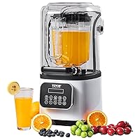 VEVOR Professional Blender with Shield, Commercial Countertop Blenders, 68 oz Jar Blender Combo, Stainless Steel 9 Speed & 5 Functions Blender, for Shakes, Smoothies, Peree, and Crush Ice, White