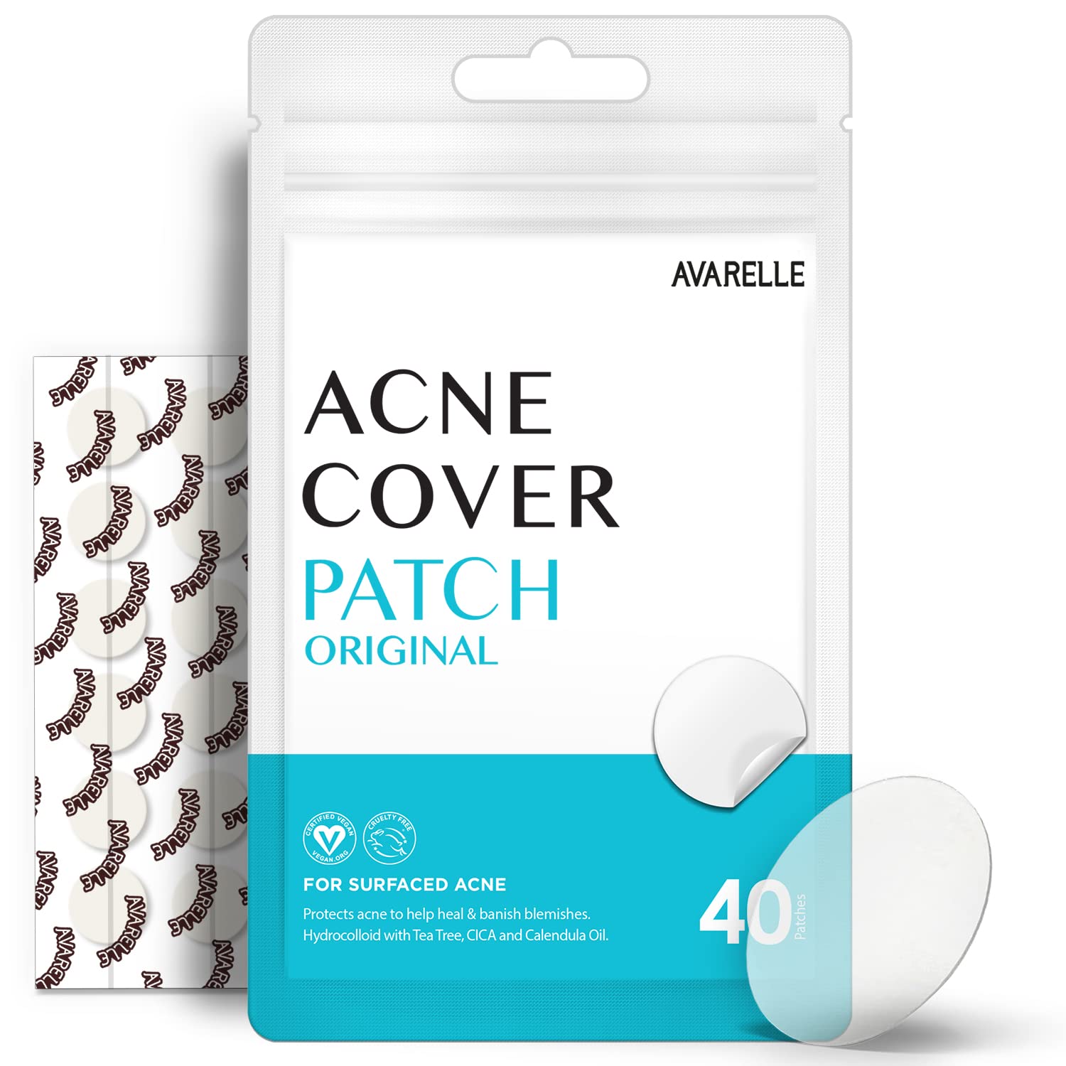 AVARELLE Pimple Patches (40 Count) Hydrocolloid Acne Patches, Acne Treatment for Blemishes and Zit with Tea Tree Oil, Calendula Oil and Cica Oil for Face, Vegan, C (40 CT + 80 CT + Fit + Variety)