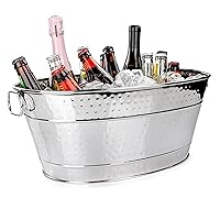 BREKX Stainless Steel Beverage Tub for Parties, Long-Lasting, Sealed to be Leak-Resistant & Rust-Proof with Handles - 15 Quarts (4 Gallon Bucket) - 18
