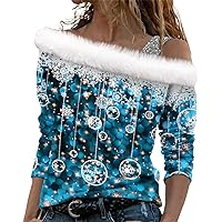 Long Sleeve Shirts For Women Christmas Fashion Off Shoulder Tops Loose Fit Sexy Sweatshirts Festival Outfits