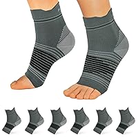 Plantar Fasciitis Sock (6 Pairs) for Men and Women, Compression Foot Sleeves with Arch and Ankle Support (Dark Grey, Medium)