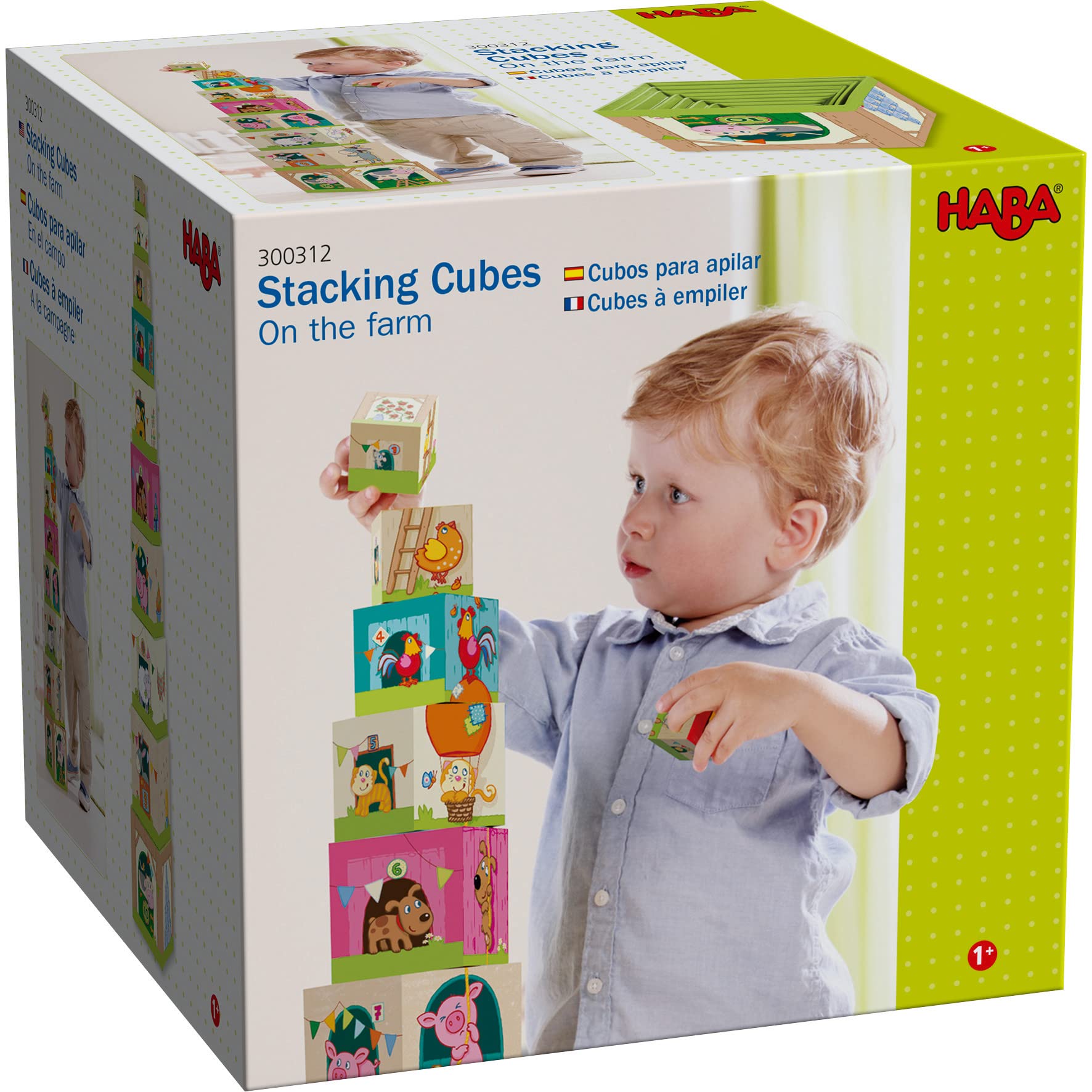 HABA On the Farm Sturdy Cardboard Nesting & Stacking Cubes - Reinforcing Numbers 1 to 10