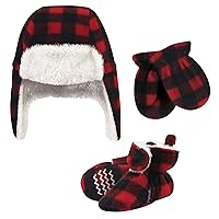 Hudson Baby Girls' Trapper Hat, Mitten and Bootie Set