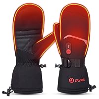 SAVIOR HEAT Heated Mittens Electric Ski Gloves, Rechargeable Battery Heat Warm Snow Mitts for Winter Skate Skiing Camping Hunting Hiking Arthritis Hands Men Women Kids