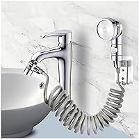 Sink Faucet Hose Sprayer Attachment handheld Sink Sprayer with 6 Adapters & ON/Off Extension Salon Shampoo Hose Shower Head for Hair Washing Baby Bath Pet Rinse (6.5ft, Silver)