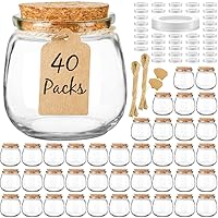 40 Pack Empty Candle Jars for Candle Making Candles, 7oz Small Glass Jars with Cork Lids, Honey Jars with PE Lids for Wedding Favor, DIY Gift, Baby Shower, Spices, with Twine, Labels, Tags