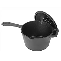 Bayou Classic 7448 2.5-qt Cast Iron Covered Sauce Pot Features Self-Basting Domed Lid Perfect For Reducing Sauces Simmering Soups or Boiling Eggs