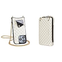 Bandolier Sheila Crossbody Case and Wallet with Expanded Pouch, Compatible for iPhone 14 Pro, Creme & Gold
