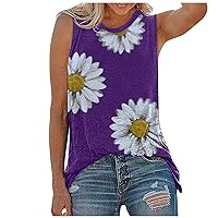 Tank Top For Women Daisy Sleeveless Tops O neck Women T Shirts Graphic Tank Summer Print Blouse Women's Blouse