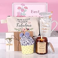Mothers Day Gifts for Women, Novelty Bithday Gift Box Basket for Female Best Friend Her Sister Bestie Mom Unique Personalized Gift Set with Coffee Mug Cosmetic Bag Scented Candle Socks,