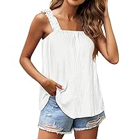 Tank Tops for Women Casual Summer Women's Solid Color Suspender Vest Square Neck Loose Sleeveless Top Cute