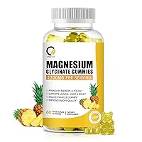 Magnesium Glycinate Gummies 2200MG, High-Absorption Magnesium Supplement with Calcium & Vitamins, Support Bone, Night, Muscle, Mood & Memory Non-GMO, Vegan, 60 Gummies, Pineapple Flavor