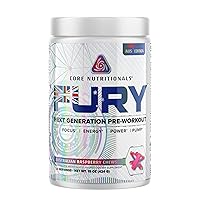 Fury Platinum Pre Workout Intensifier with 375mg Caffeine, 5G Creatine Monohydrate, 6G L-Citruline for Maximum Pump, Power, Focus and Energy, 20 Servings (Raspberry Chews)