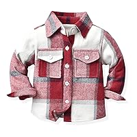 Toddler Baby Boys Girl Plaid Flannel Shirt Jacket Long Sleeve Lapel Button Down Shacket Coats Family Matching Tops