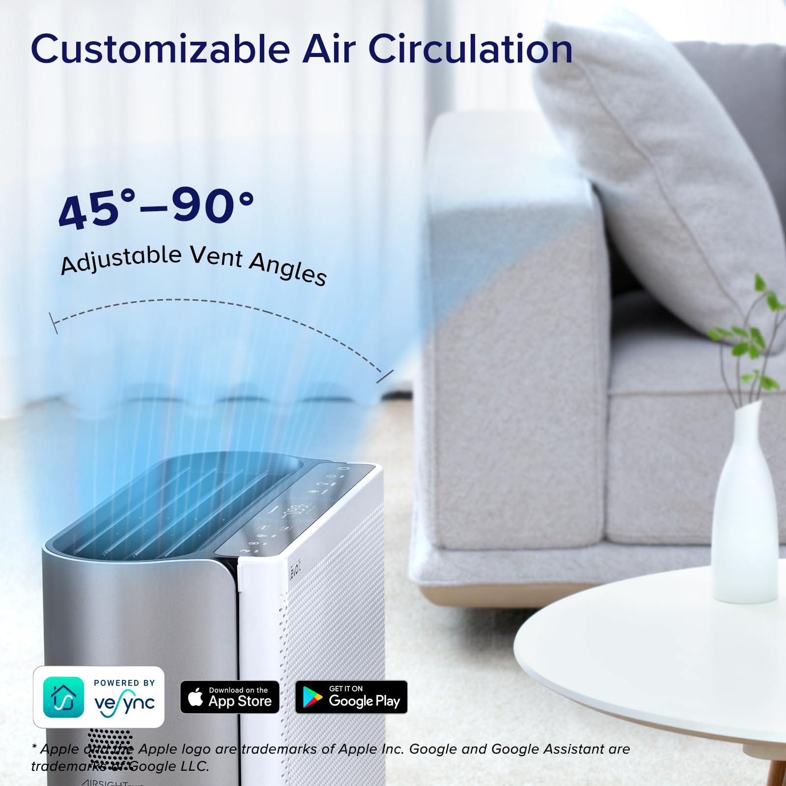 LEVOIT Air Purifiers for Home Large Room with Washable Filter, 3-Channel Air Quality Monitor, Smart WiFi and Filter for Pets, Allergies, Smoke, Dust, Pollen, Alexa Control, 2790 Ft², EverestAir
