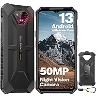 Ulefone Rugged Phones, Armor X13 (12+64GB), 50MP Rear Camera, 24MP Night Vision Camera, Android 13 OS Rugged Smartphone, 6.52” Screen, 6320mAh, NFC, GPS, Package with Exclusive Armor Case- Black