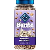 Bursts Crunchy Cat Treats, Chicken Liver and Beef 12-oz tub