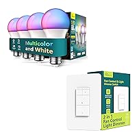 Smart Ceiling Fan&Dimmer Light Switch 1Pack + 4Pack Smart Light Bulbs Bundles