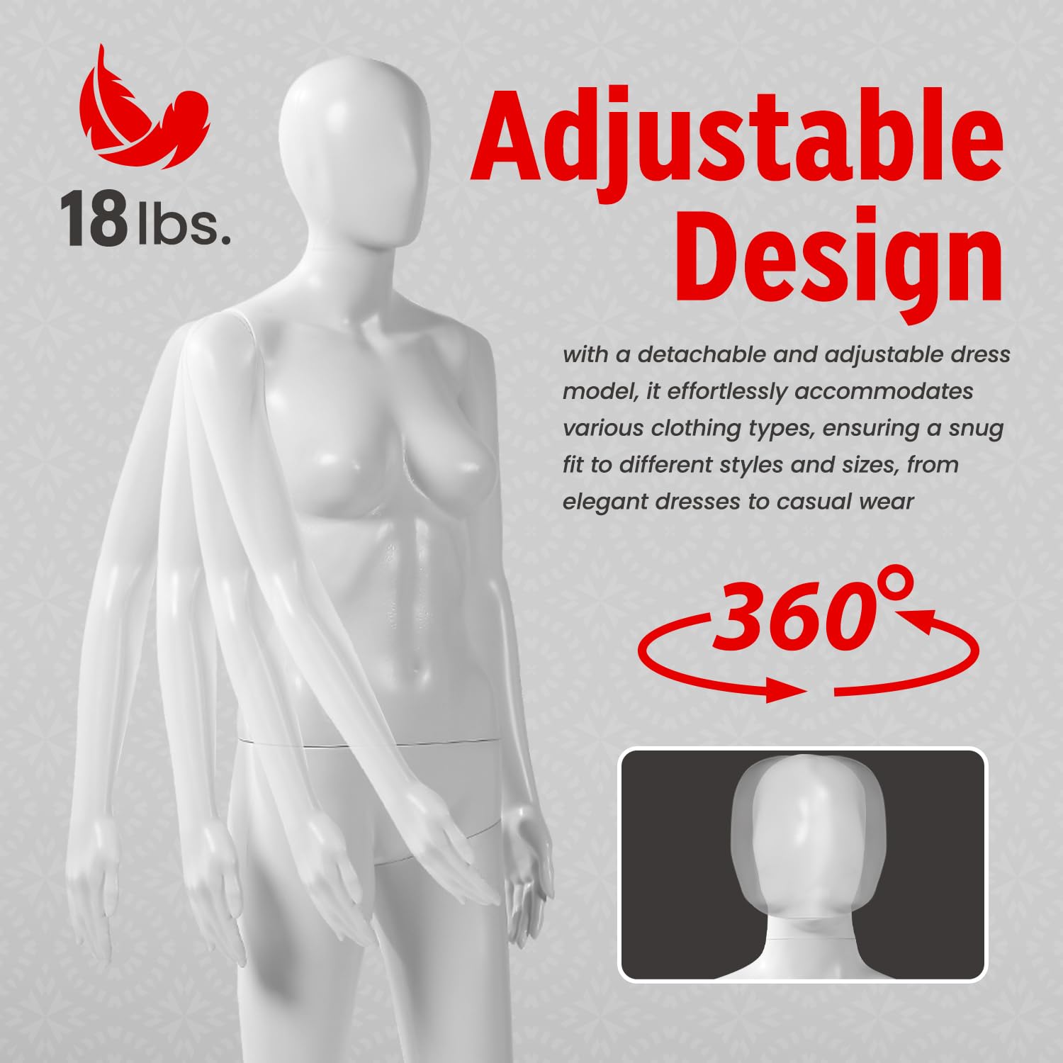 360° Flex Mannequin PP Dress Form with Vivid Expressions & Adjustable Posture - Easy Assembly, Durable Metal Base, Fits All Garments - No Tool Required, Turnable Head & Flexible Limbs