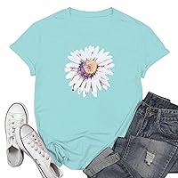COTECRAM Women's T Shirts Short Sleeve Tees Casual Sunflower Cute Graphic Loose Summer Tops 2024