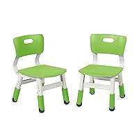 ECR4Kids Classroom Plastic, Kids Adjustable Seat Height Chairs, Grassy Green