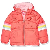 Girls' Puffer Jacket, Coral, 6X