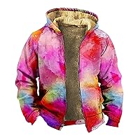 Men's Vintage Heavyweight Sherpa Fleece Lined Jackets Winter Warm Sweatshirt Coats Big And Tall Zip Up Hoodie Men