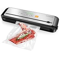 KOIOS Vacuum Sealer Machine, 90Kpa Automatic Food Sealer with Cutter, 8-in-1 Food Vacuum Machine, Pulse Function, Dry&Moist Modes, Compact Design, LED Indicator Lights, 10pcs bags included, Silver