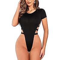 Avidlove Bodysuit for Women Cut Out Short Sleeve Body Suits Leotard Tops Casual Daily Outfits T Shirts S-XXL