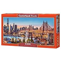 CASTORLAND 4000 Piece Jigsaw Puzzles, Good Evening New York, Puzzle of NYC, Puzzles of The USA, City Skyline Puzzle, New York Harbor and Bridge Puzzle, Castorland C-400256-2