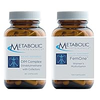 Set with DIM Complex - 100mg Diindolylmethane, Promotes Healthy Estrogen Ratios (60 Capsules) + FemOne Women's Multivitamin Plus Iron, Reproductive Health Support (100 Capsules)