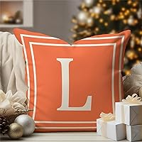 Coral Pillow Cases with White Letter Monogram L Pillowcase with Invisible Zipper Stripes Family Name Monogram Outdoor Pillow Covers for Sofa New Home Gifts 18x18in, Both-Side Print