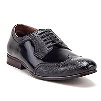 Men's Patent Leather Wing Tip Snake Print Lace Up Oxfords Dress Shoes