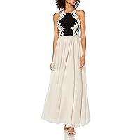 Blondie Nites Junior's One Size Long Mesh Ballgown High Neck with Appliques