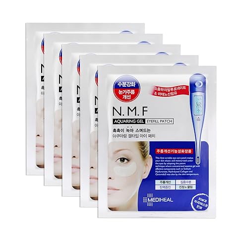 N.M.F Aquaring Gel Eye Fill Patch 5 Pouch - Anti Wrinkle Under Eye Care Patches, NMF and Marine Collagen, Ceramide Intensive Moisturizing and Elasticity